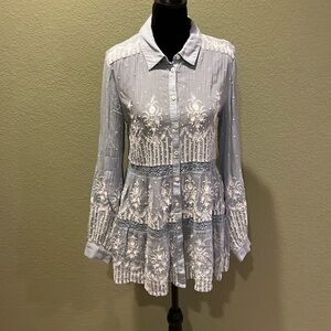 Light blue embroidered tunic